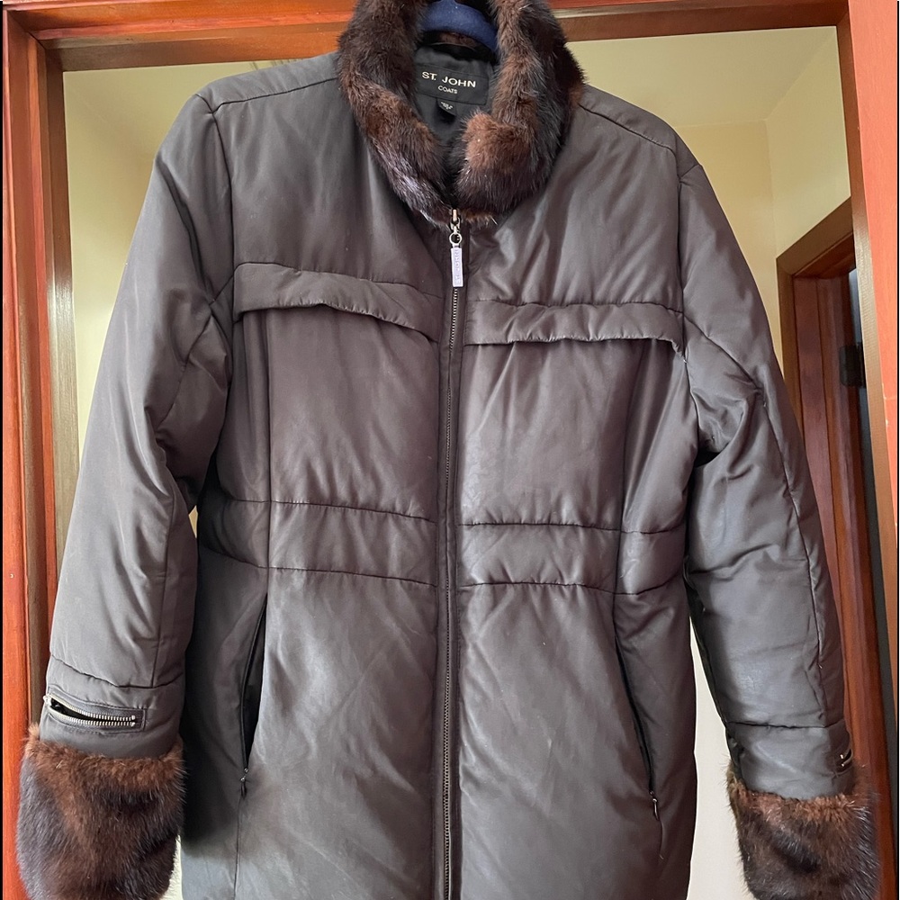 St.John jacket with mink fur collar and sleeves